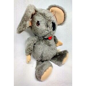 Mouse "Squeeza" 1977 Russ Berrie Gray Vintage Plush 8" 48 Years Old
